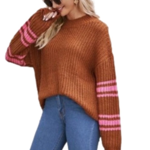 Aerie NEW Crewneck Varsity Stripe Sweater Mohair / Wool Blend Size Small - Picture 2 of 12